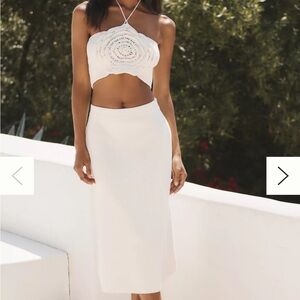 BNWT Anthropologie Flat White Ribbed Cream knit Midi Skirt